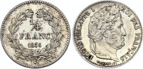 France 1/4 Franc 1836 A
KM# 740; Silver; aUNC