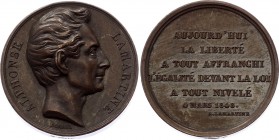 France Alphonse de Lamartine Bronze Medal 1848
Collignon# 1848-6-74; Bronze 10.33g.; By V.M. Borrel; Second Republic; Alphonse de Lamartine; AUNC