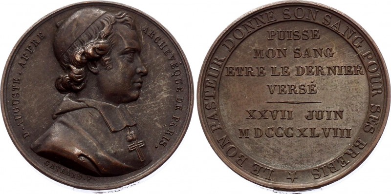 France Auguste Affre Medal 1848
Copper 10.12g.; Second Republic; Auguste Affre,...