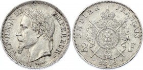 France 2 Francs 1866 BB
KM# 807.2; Silver; Napoléon III; XF-AUNC