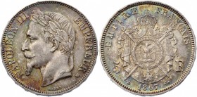France 5 Francs 1867 BB
KM# 799.2; Silver 24,97g.; Napoleon III; XF+