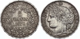 France 5 Francs 1870 A
KM# 819; Silver; aUNC-