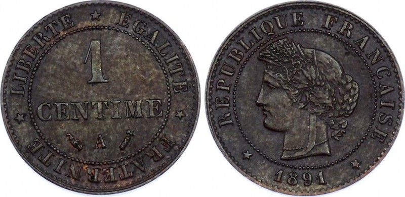 France 1 Centime 1891 A
KM# 826; UNC