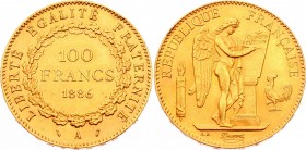 France 100 Francs 1886 A
KM# 832; Gold (.900) 32.26g; Mint: Paris; AUNC