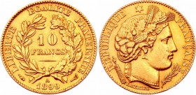 France 10 Francs 1899 A
KM# 830; Gold (.900) 3.23g; Mint: Paris; XF-AUNC