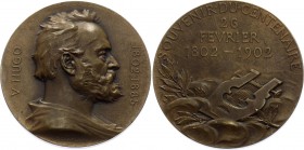 France Victor Hugo Bronze Medal 1902
Bronze 19.06g.; By Chaplain; Victor Hugo (1802-1885), Souvenir du Centenaire 1802 - 1902; UNC