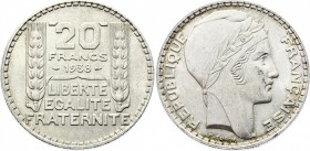 France 20 Francs 1938
KM# 879; Silver; UNC