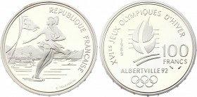 France 100 Francs 1989
KM# 972; Silver Proof; Ice Skating Pair
