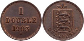 Guernsey 1 Double 1903 H
KM# 10; Bronze 2,24g.; UNC