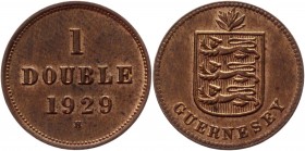 Guernsey 1 Double 1929 H
KM# 11; Bronze 2,28g.; UNC