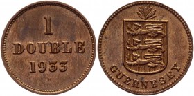 Guernsey 1 Double 1933 H
KM# 11; Bronze 2,33g.; UNC