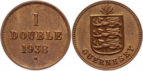 Guernsey 1 Double 1938 H
KM# 11; Bronze 2,30g.; UNC