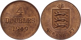 Guernsey 4 Doubles 1949 H
KM# 13; Bronze 5,02g.; UNC