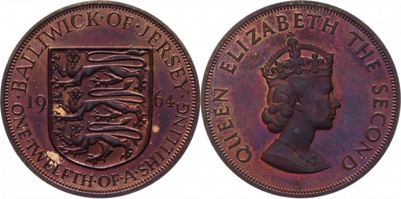 Jersey 1/12 Shilling 1964
KM# 21; Bronze 9,42g.; Elizabeth II; Proof