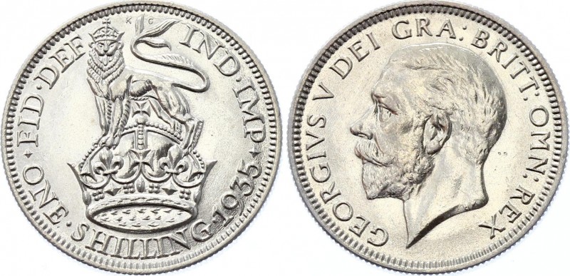 Great Britain 1 Shilling 1935
KM# 833; Silver; George V; UNC with Full Mint Lus...