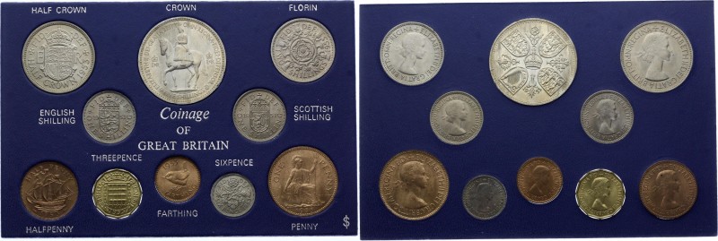 Great Britain Annual Mint Coin Set 1953
1/4 1/2 1 3 6 Pence (x2) 1 & 2 Shilling...