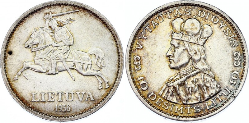 Lithuania 10 Litu 1936
KM# 83; Silver; Vytautas; aUNC