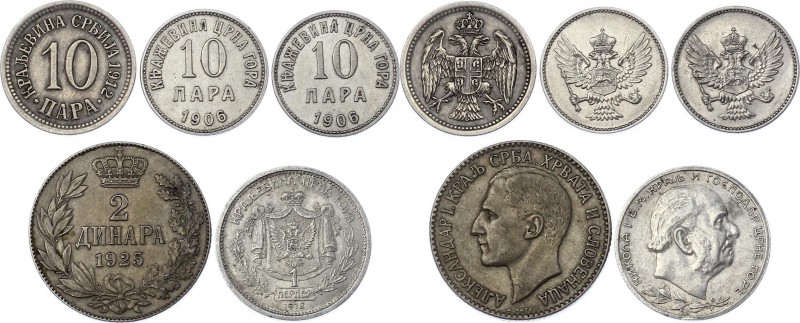 Montenegro & Serbia Lot of 5 Coins 1906 - 1925
With Silver; Varios Dates & Deno...