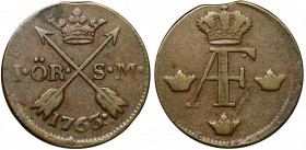 Sweden 1 Ore 1763 SM
KM# 460; Copper 13.89g 29mm; VF
