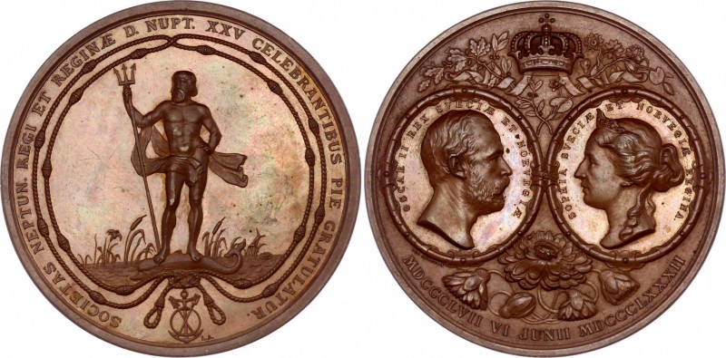 Sweden Oscar II Bronze Medal 1882
Bronze 144.50g.; Oscar II (1872-1907); Silver...