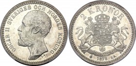 Sweden 2 Kronor 1878 EB
KM# 749; Silver, UNC. Mint Luster. Rare coin.