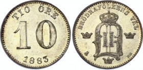 Sweden 10 Ore 1883
KM# 755; Silver; Oscar II; XF