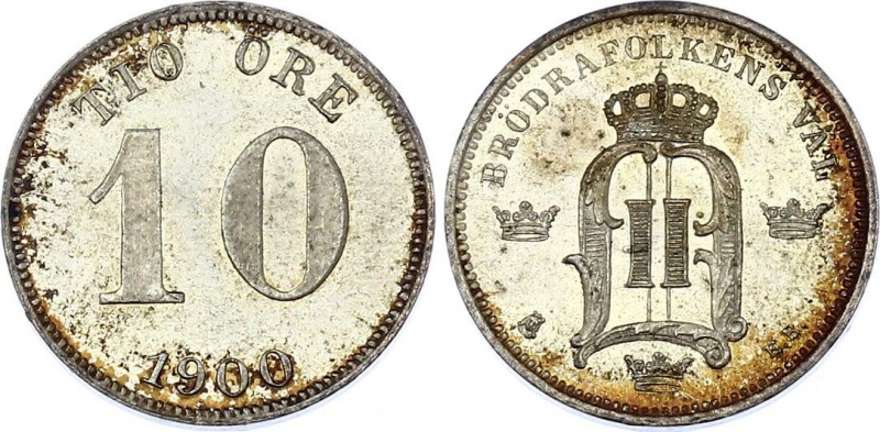 Sweden 10 Ore 1900
KM# 755; Silver; Oscar II; UNC