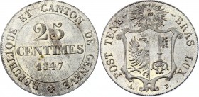Switzerland Geneve 25 Centimes 1847
KM# 136; Silver; UNC with Full Mint Luster!