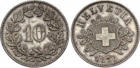 Switzerland 10 Rappen 1876 B
KM# 6; Billon; XF