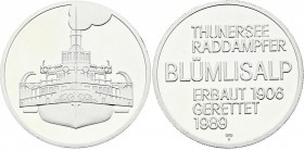 Switzerland “Blumlisalp” Ship Silver Medal 1989
Silver 14.81g; Thunersee Raddampfer Blumlisalp Erbaut 1906 Gerettet 1989; Proof