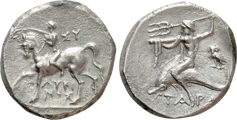 CALABRIA. Tarentum. Nomos (Circa 272-240 BC). Sy- and Lykinos, magistrates. 

...