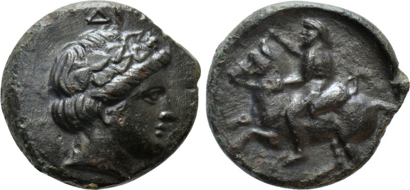 MOESIA. Dionysopolis. Ae (mid 4th century BC)

Obv: ΔI.
Head of Dionysios rig...