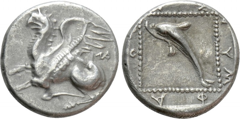 THRACE. Abdera. Tetrobol (Circa 415/3-395 BC). Nymphagores, magistrate.

Obv: ...
