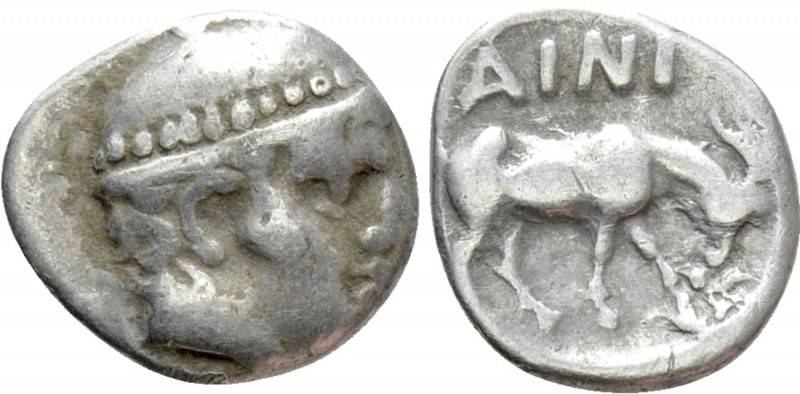 THRACE. Ainos. Diobol (Circa 427-424 BC). 

Obv: Head of Hermes right, wearing...