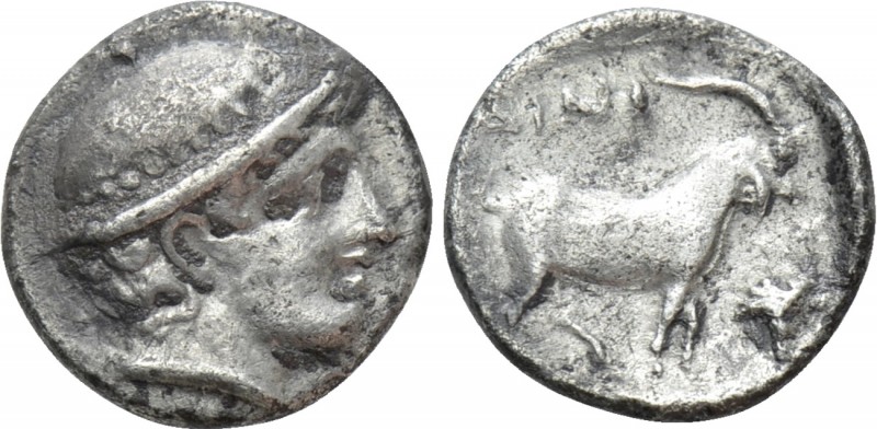 THRACE. Ainos. Diobol (Circa 408-406 BC). 

Obv: Head of Hermes right wearing ...