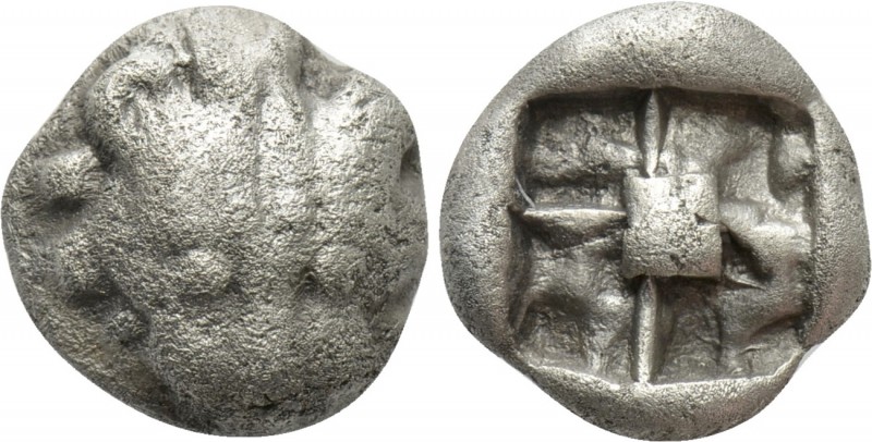 WESTERN ASIA MINOR. Uncertain. Drachm (5th century BC). 

Obv: Facing head or ...