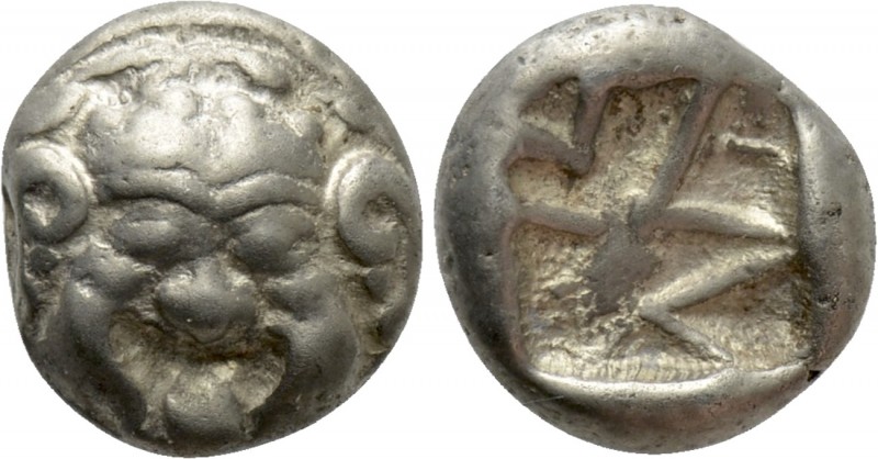 MYSIA. Parion. Drachm (5th century BC). 

Obv: Facing gorgoneion with protrudi...
