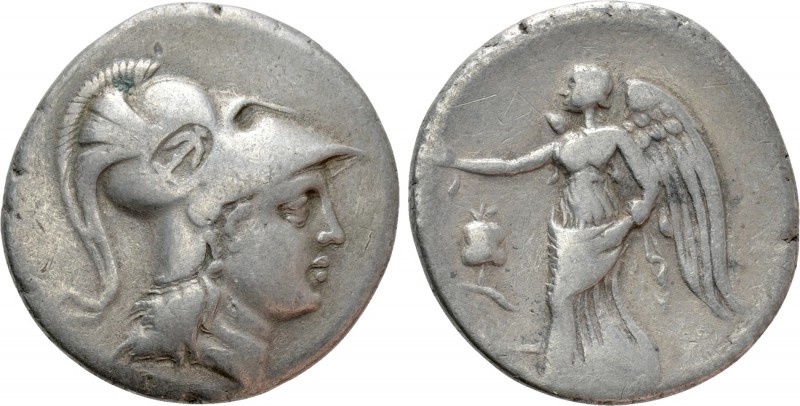 PAMPHYLIA. Side. Tetradrachm (Circa 205-100 BC). 

Obv: Helmeted head of Athen...