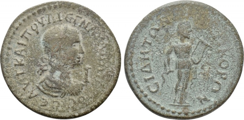 PAMPHYLIA. Side. Gallienus (253-268). Ae 10 Assaria. 

Obv: AVT KAI ΠOV ΛI ЄΓN...