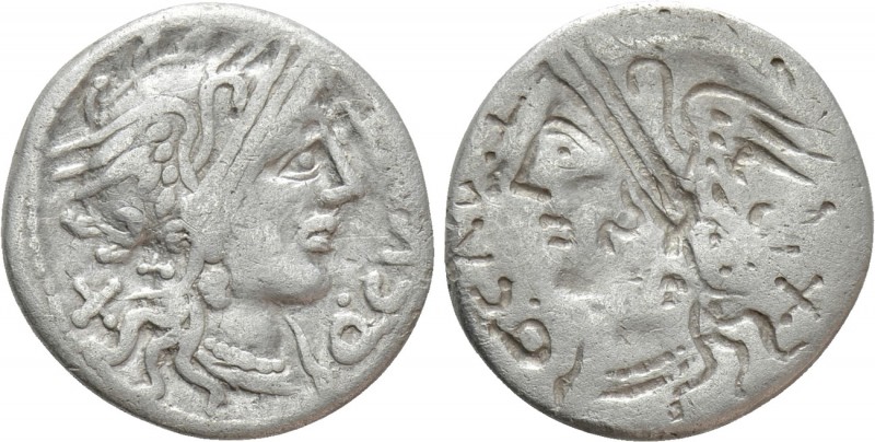 Q. CURTIUS & M. SILANUS. Denarius (116-115 BC). Rome. Obverse brockage. 

Obv:...