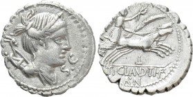TI. CLAUDIUS TI.F. AP.N. NERO. Serrate Denarius (79 BC). Rome