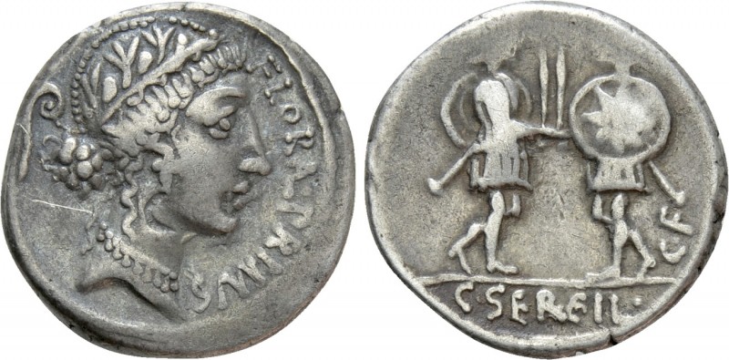 C. SERVILIUS C.F. Denarius (53 BC). Rome. 

Obv: FLORAL PRIMVS. 
Head of Flor...