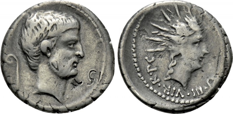 MARK ANTONY. Denarius (42 BC). Military mint traveling with Antony in Italy. 
...