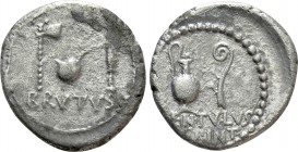 Q. Servilius Caepio (M. Junius) Brutus and P. Cornelius Lentulus Spinther. Denarius (42 BC). Military mint moving with Brutus and Cassius, probably at...