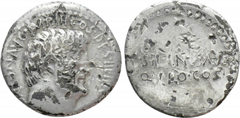 MARK ANTONY. Fourrèe Denarius (32 BC). Athens. M. Junius Silanus, proconsul. 
...
