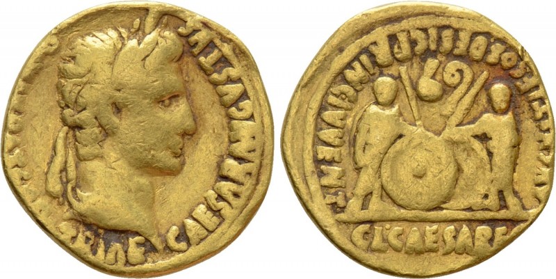 AUGUSTUS (27 BC-14 AD). GOLD Aureus. Lugdunum. 

Obv: CAESAR AVGVSTVS DIVI F P...