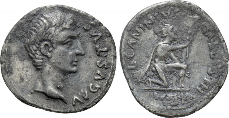 AUGUSTUS (27 BC-AD 14). Denarius. Rome. L. Caninius Gallus, moneyer. 

Obv: AV...
