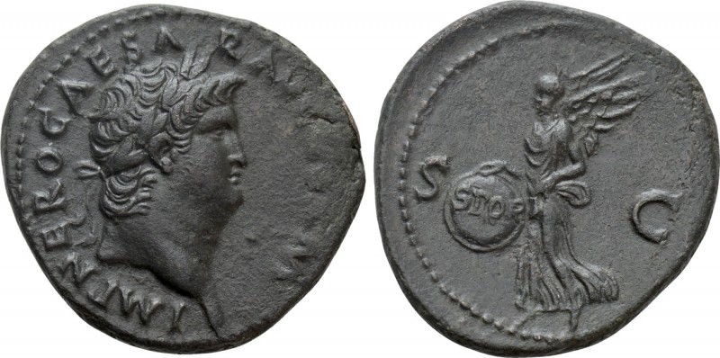 NERO (54-68). As. Rome. 

Obv: IMP NERO CAESAR AVG GERM. 
Laureate head right...