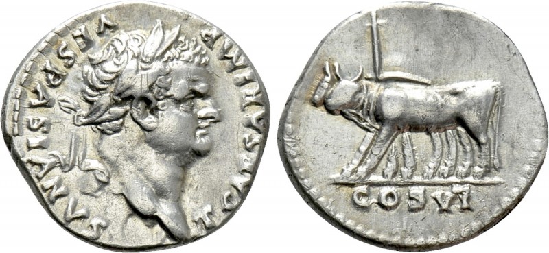 TITUS (Caesar, 69-79). Denarius. Rome. 

Obv: T CAESAR IMP VESPASIANVS. 
Laur...