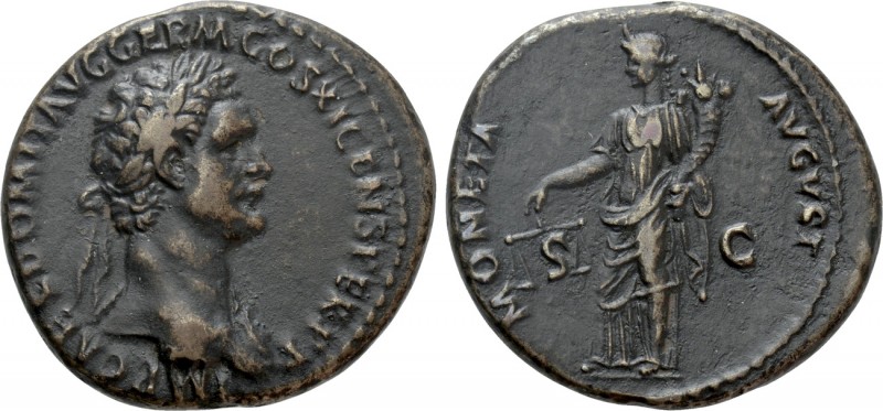 DOMITIAN (81-96). As. Rome. 

Obv: IMP CAES DOMIT AVG GERM COS XI CENS PER P P...